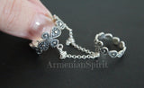 Armenian double ring with small flowers Sterling silver 925