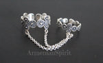 Armenian double ring with small flowers Sterling silver 925