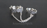 Armenian double ring with small flowers Sterling silver 925