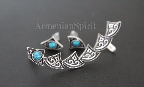 Silver cuff earring only for Left ear and a pair of tiny studs CHOOSE
