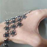 Hand cover bracelet Sterling silver 925 flowers