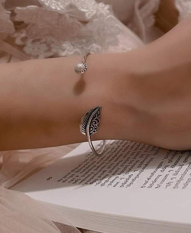 Armenian jewelry cuff Bracelet 925 Silver with lab white pearl stone