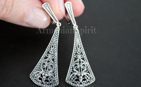 Long earrings Silver 925 Filigree