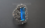 Earrings and ring sterling silver 925 Lab blue topaz small