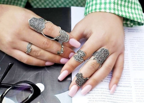 Set of 5 rings Sterling silver 925 Adjustable Armenian handmade