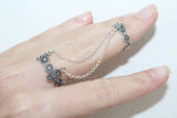 Armenian double ring with small flowers Sterling silver 925