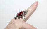 Earrings Silver 925 Dark red stone Marcasite STERLING 925