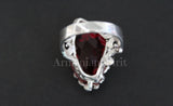 Ring triangle red lab topaz Marcasite Silver jewelry
