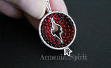 Pomegranate pendant with red lab stones Sterling silver 925 Armenian jewelry