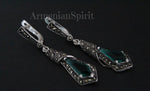 Emerald green stone Silver 925 marcasite Luxury Marcazite