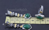 Earrings and ring Malachite cabochon Silver 925