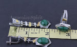 Earrings and ring Malachite cabochon Silver 925
