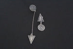 Armenian stud earrings short and very long dangle with chain SILVER 925