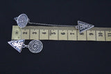 Armenian stud earrings short and very long dangle with chain SILVER 925