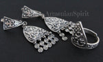 Sterling silver 925 chandelier Boho dangle very long earrings