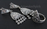 Sterling silver 925 chandelier Boho dangle very long earrings