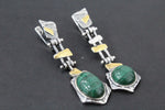 Earrings and ring Malachite cabochon Silver 925