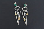 Modern Earrings very long Sterling silver 925 gold plated