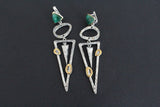 Modern Earrings very long Sterling silver 925 gold plated