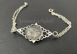 Sterling silver 925 two chains bracelet for women with green natural cabochon jadeite