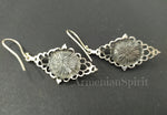 Earrings Dangle Long Hooked Silver 925 red stone