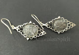 Earrings Dangle Long Hooked Silver 925 red stone