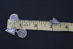 Armenian stud earrings short and very long dangle with chain SILVER 925