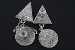 Armenian stud earrings short and very long dangle with chain SILVER 925