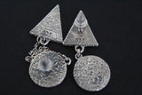 Armenian stud earrings short and very long dangle with chain SILVER 925