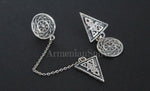 Armenian stud earrings short and very long dangle with chain SILVER 925