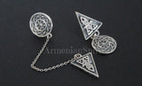Armenian stud earrings short and very long dangle with chain SILVER 925