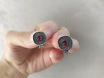 Stud earrings Pomegranate with red quartz Sterling silver 925
