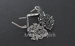 Filigree earrings Sterling silver 925 dangle with English lock ]