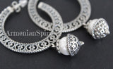 Large earrings Silver 925 Pearl white Armenian Modern
