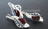 Jewelry set Earrings and ring Sterling silver 925 natural garnet