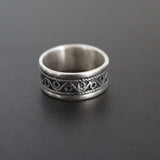 Band ring sterling silver 925 traditional pattern for men and women