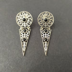 Stud earrings Sterling Silver 925 filigree traditional jewelry with black onyx
