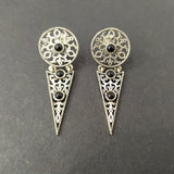 Stud earrings Sterling Silver 925 filigree traditional jewelry with black onyx