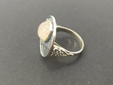 Earrings and ring Sterling silver 925 and natural nude pink quartz