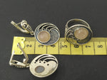 Earrings and ring Sterling silver 925 and natural nude pink quartz