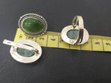 Jewelry set Earrings and ring Sterling silver 925 and natural jade