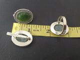 Jewelry set Earrings and ring Sterling silver 925 and natural jade