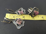 Set Silver 925 Adjustable ring and Dangle earrings gemstone pink rhodonite