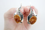 Sterling silver SET 925 natural citrine Ring adjustable