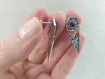 Small earrings lightweight Sterling silver studs with red stone Armenian