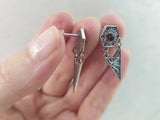 Small earrings lightweight Sterling silver studs with red stone Armenian