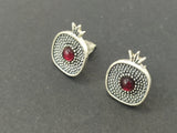 Stud earrings Pomegranate with red quartz Sterling silver 925