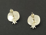 Stud earrings Pomegranate with red quartz Sterling silver 925