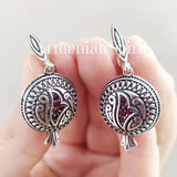 Pomegranate earrings Sterling silver 925 red zircon