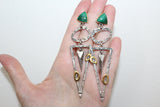 Malachite green gemstone dangle earrings and ring SET Silver 925